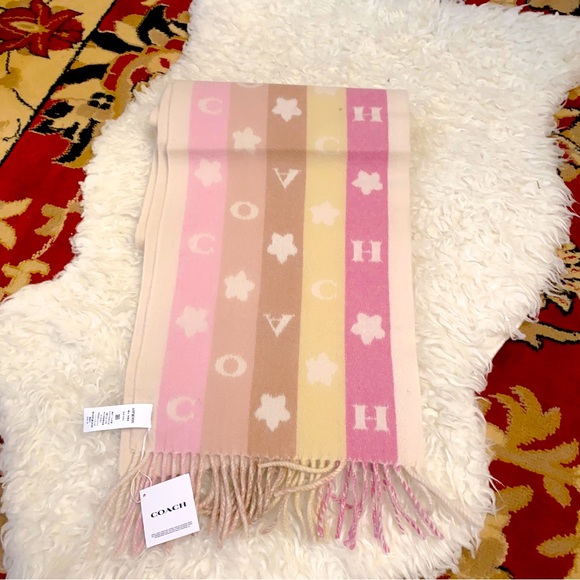 Coach Stars Striped Print wool Muffler/Scarf - Picture 3 of 6